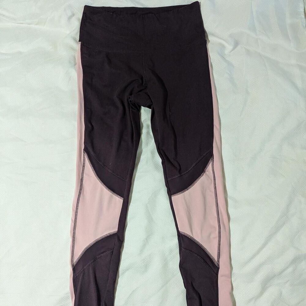 Balance Collection Women's small Burgundy and blush Pink colorblock Leggings